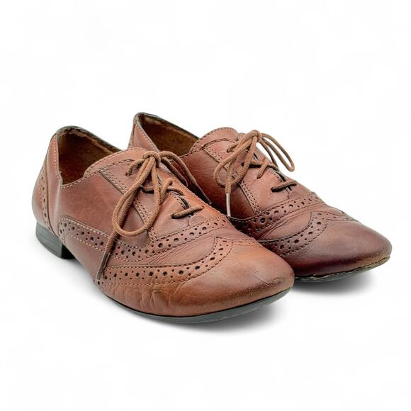 Nurture Avvery Derby Oxford Shoes Wingtip Lace-up Academia Women 6 Brown Leather - Picture 1 of 9